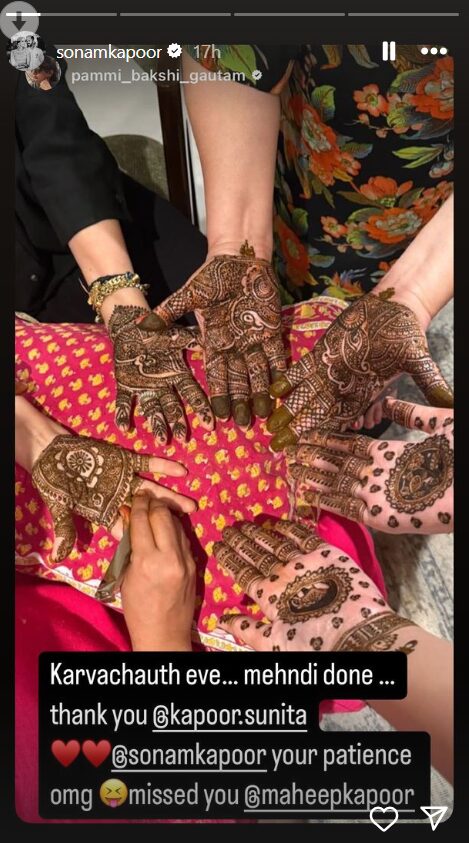 Sonam Kapoor mehendi Karwa Chauth 2024